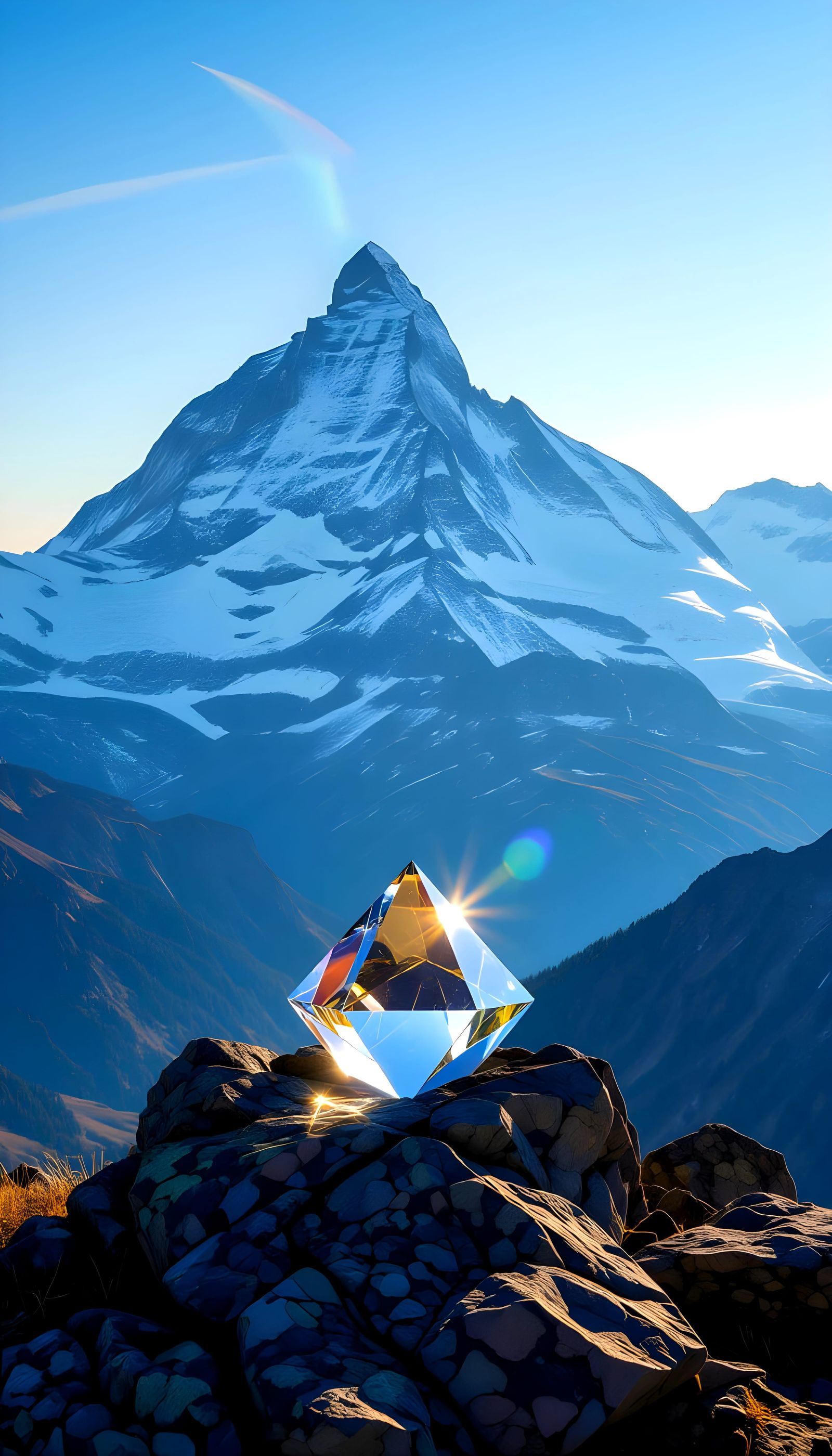 Prism Mountain: Hyperrealistic Light Refraction
