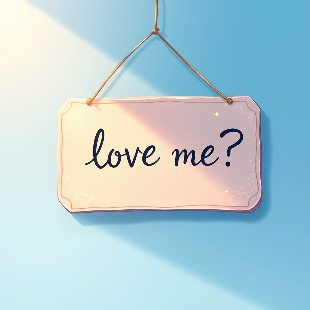 Pastel Sign Asks 'Love Me?' in Manga Style