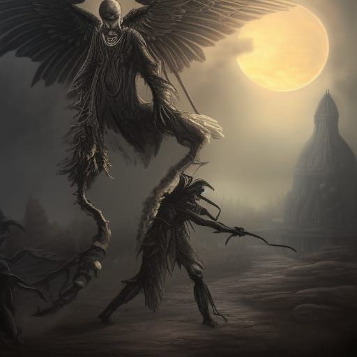 Angel of Death Leads Beggar Home: Detailed Matte Painting