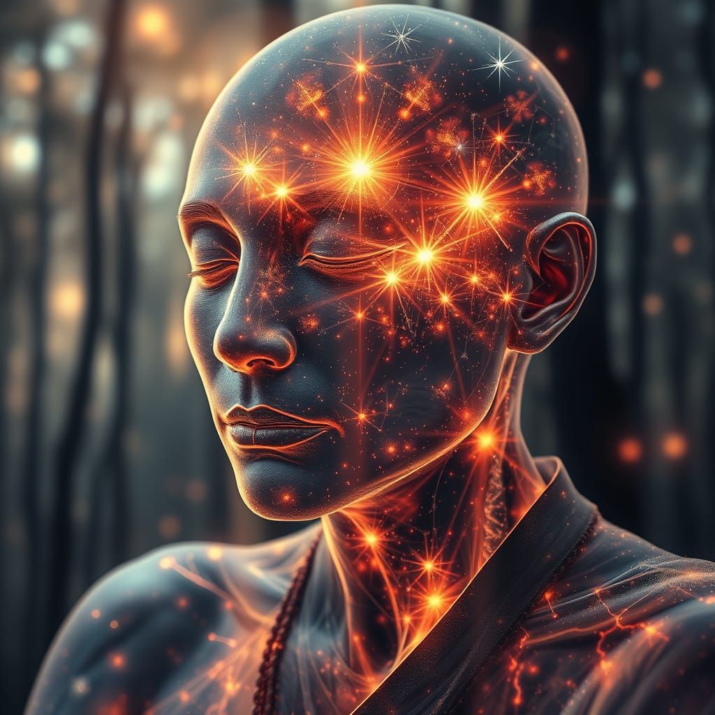 Ethereal Healer of Cosmic Energy in Surreal Dreamscape