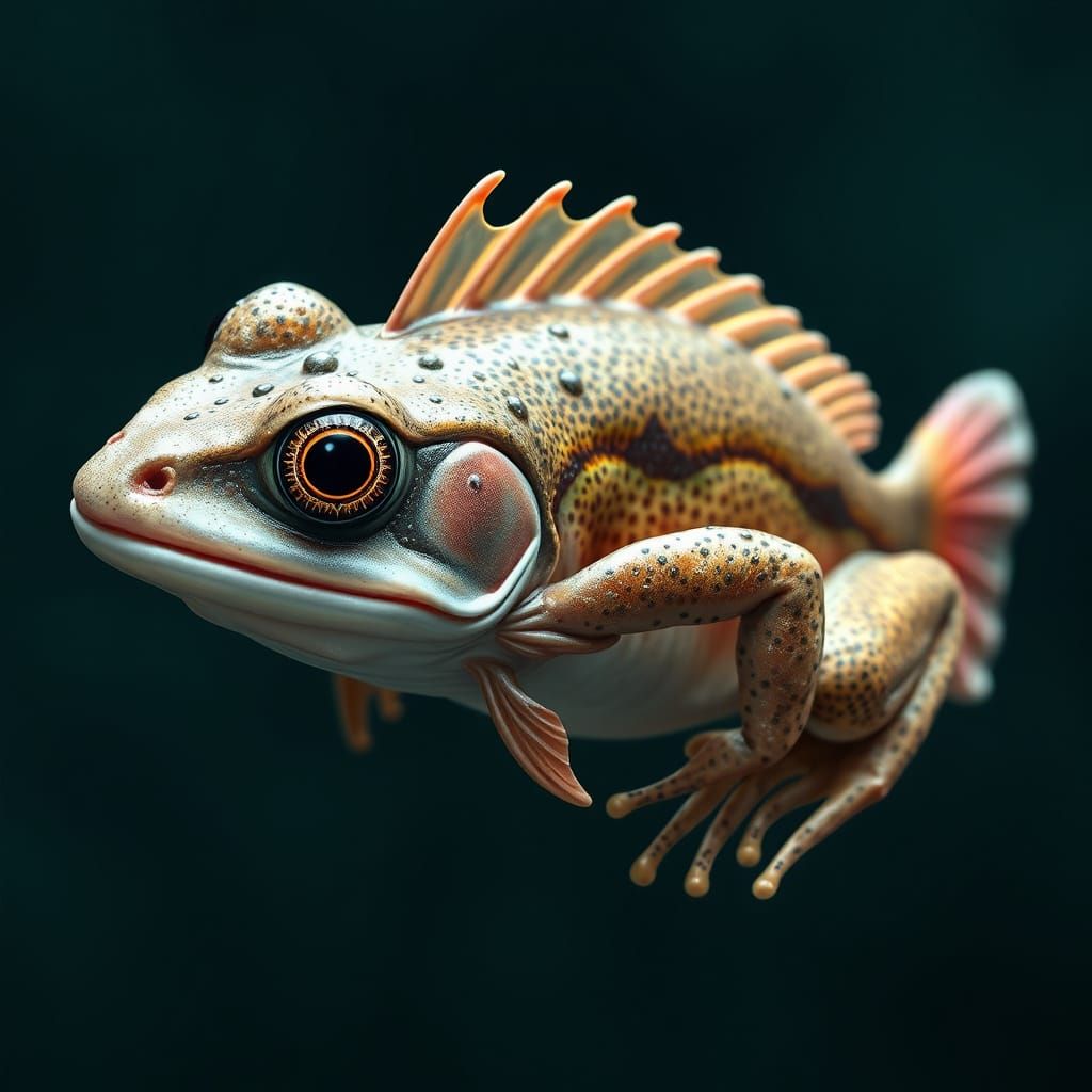 Hybrid Fish-Frog Deep Sea Creature