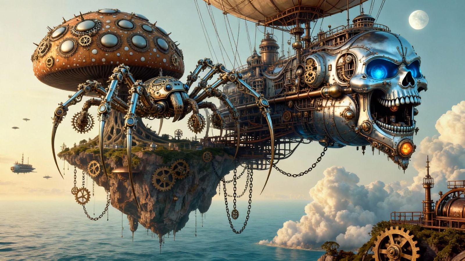 Steampunk Space Ships and Giant Spiders