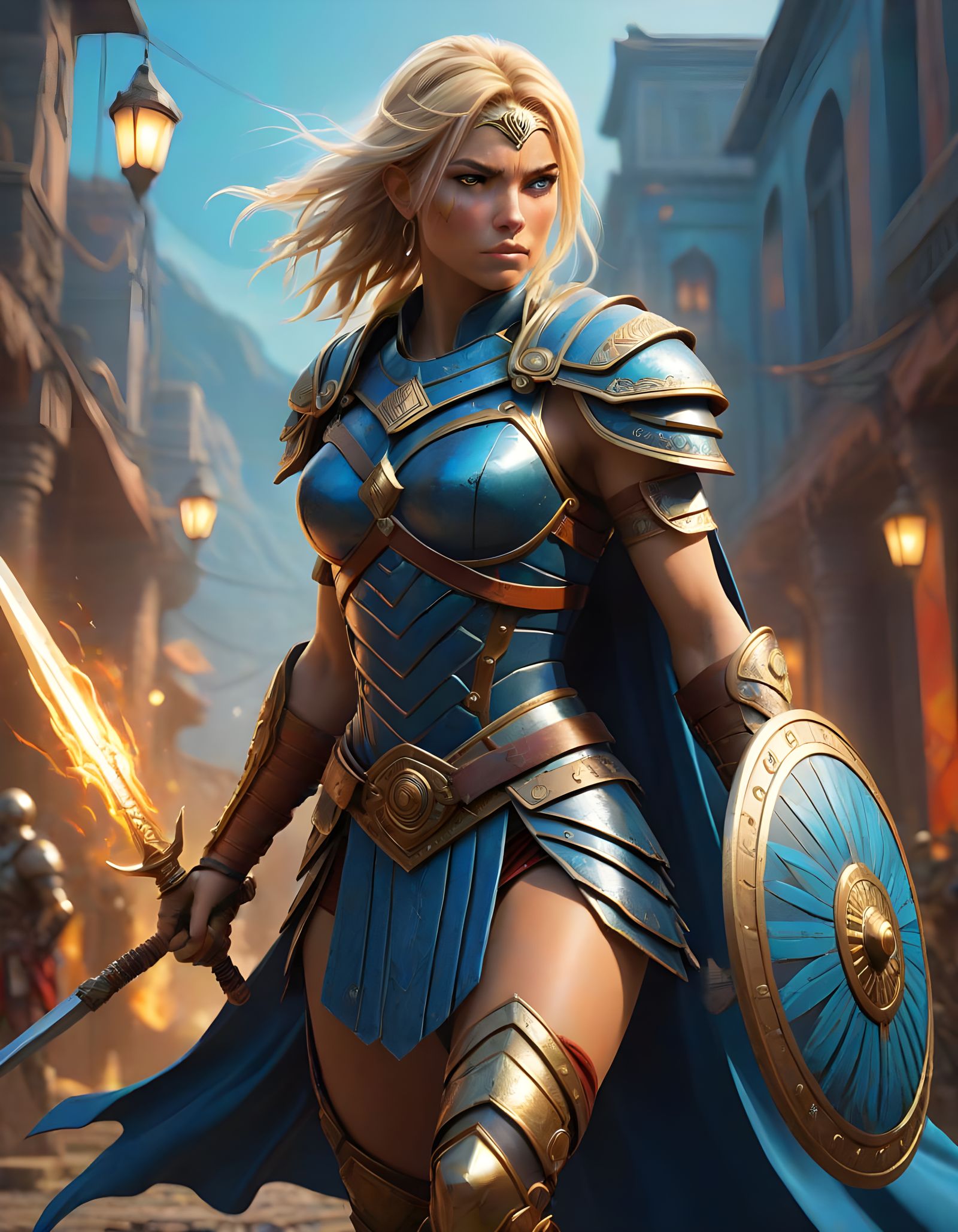 Amazon Warrior Battles Roman General in Vibrant, Cinematic A...