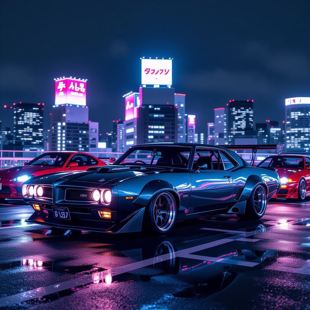 1969 JDM GTO Street Racer in Neon Tokyo