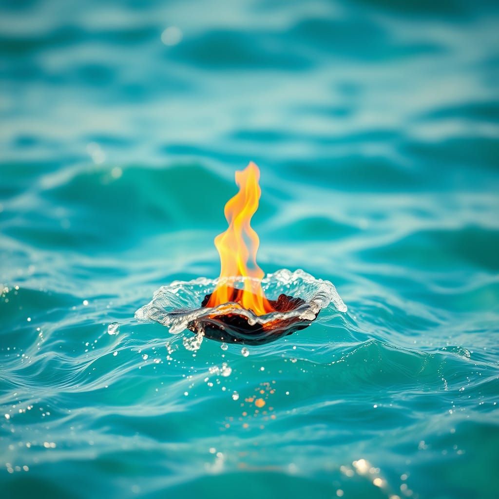 Turquoise Ocean Sunset with Burning Ember