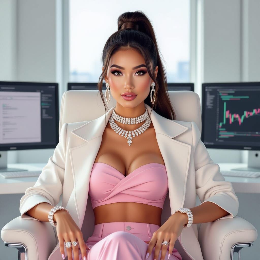 Hyperrealistic Thailand Woman in Designer Office