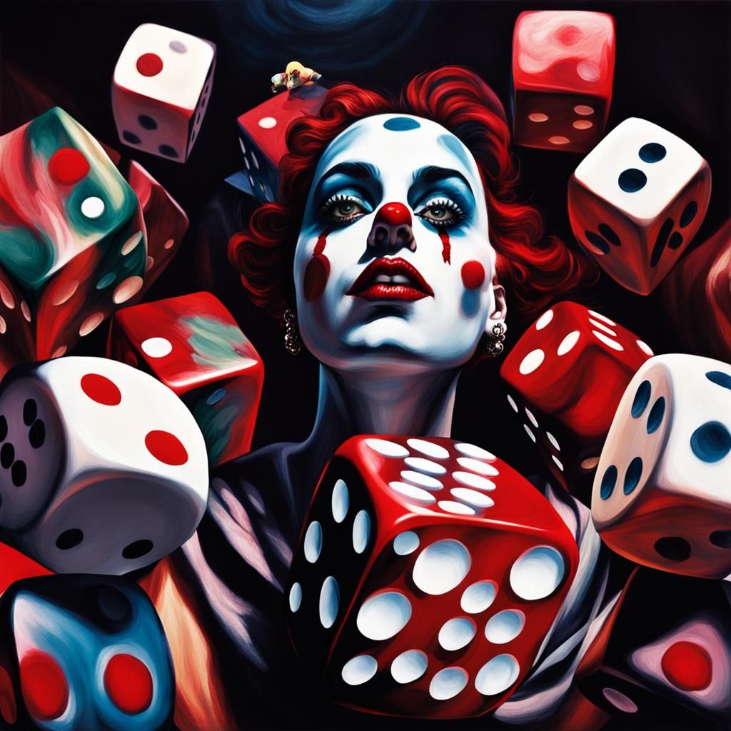 Surreal Clown Portrait in Tim Burton Style