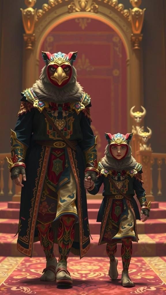 Falcon Kings in Lavish Palace: Fantasy Art