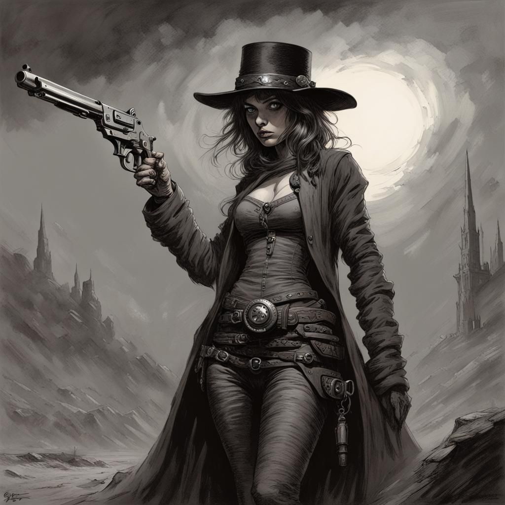 Fantasy Gunslinger in Doré and Rutkowski Style