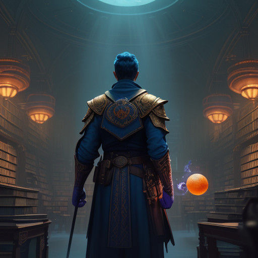 Regal Father Figure in a Mystical Library