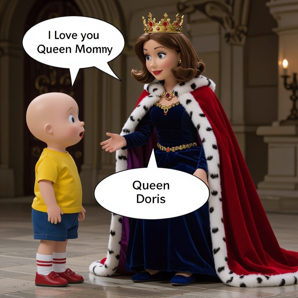 Caillou's Mother as Queen Doris in Royal Attire