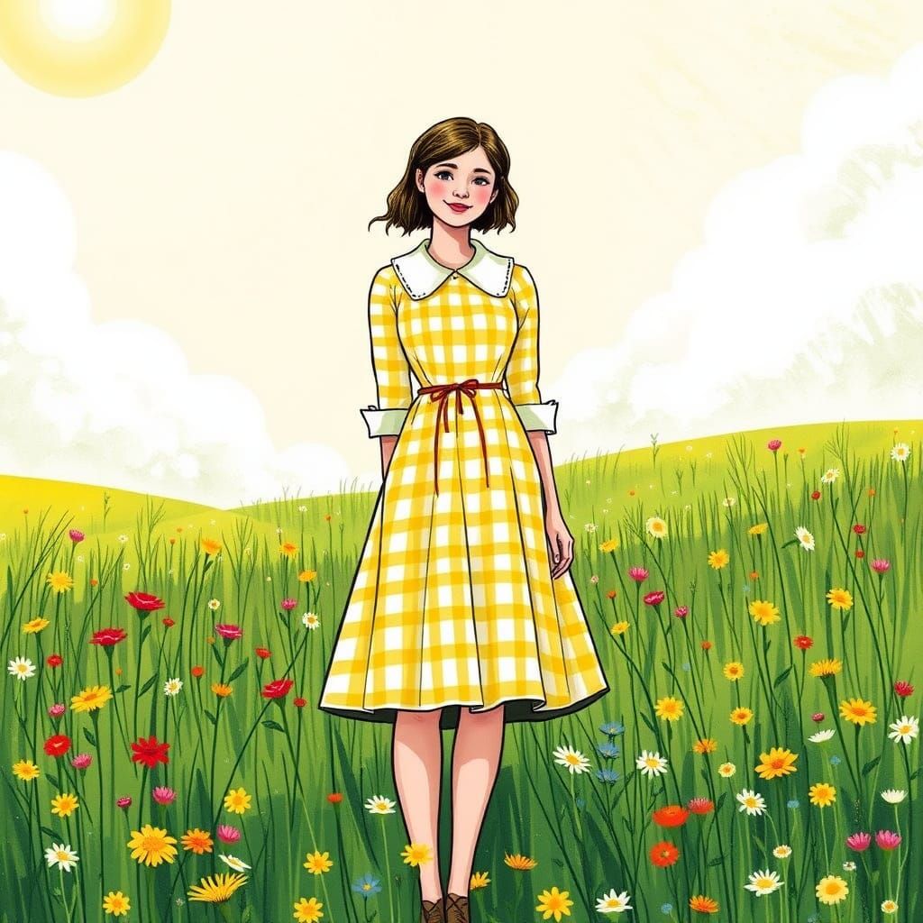 Whimsical Gingham Print in Vibrant, Playful Style