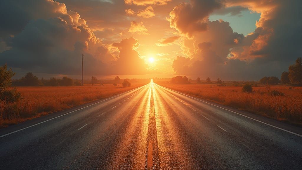 Utopian Road to a Bright Future: Hyperrealistic Image