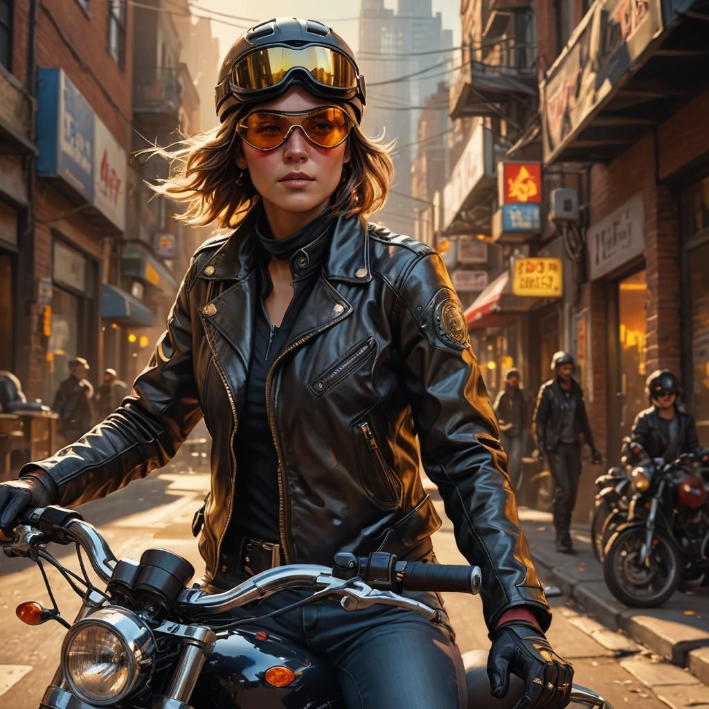 Biker Lady Portrait in Dynamic Lighting