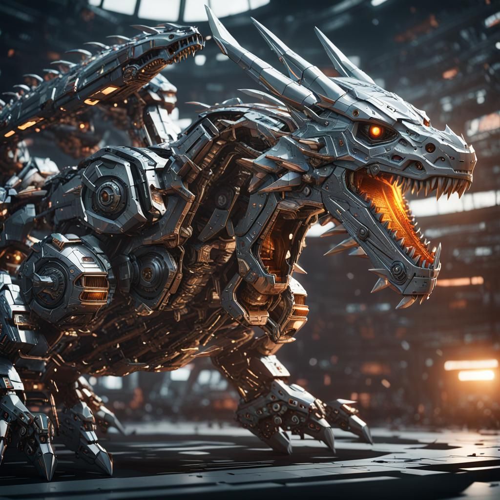Futuristic Sci-Fi Dragon with Mechanical Details