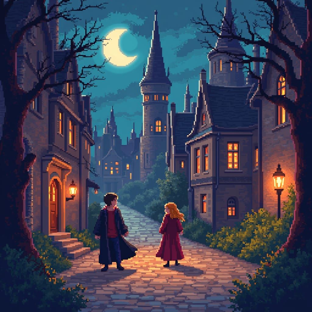 Harry Potter in Vibrant 8-bit Console Game Style
