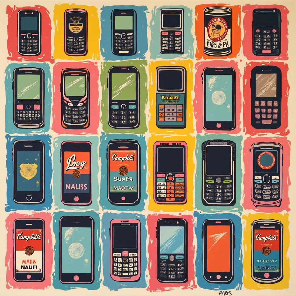 Vibrant Pop Art Portrayal of Modern Technology