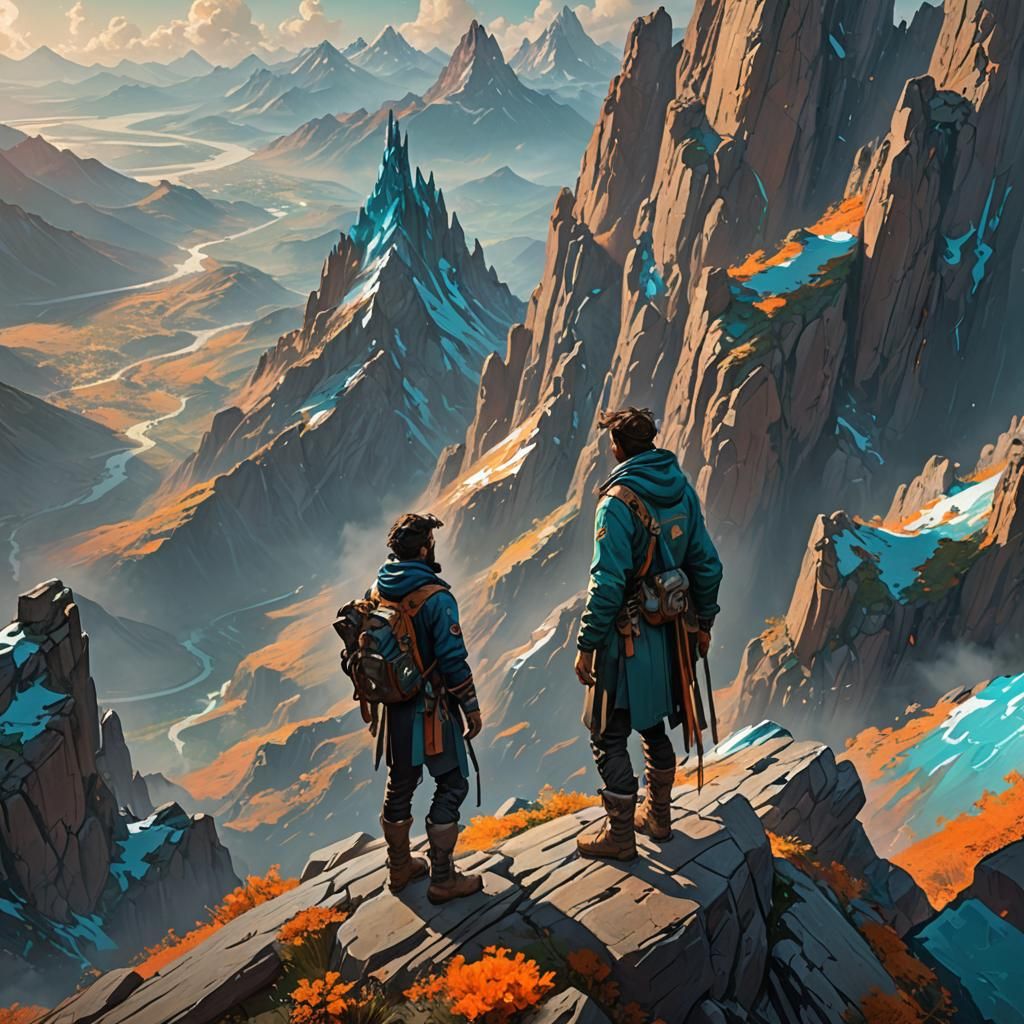 Explorer on Mountain Peak Concept Art
