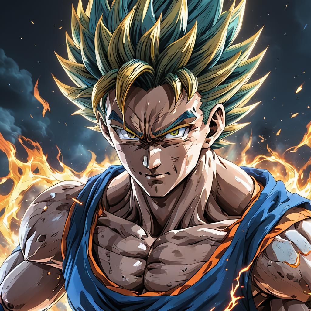 Vegetto with Powerful Aura in 3D Anime Style