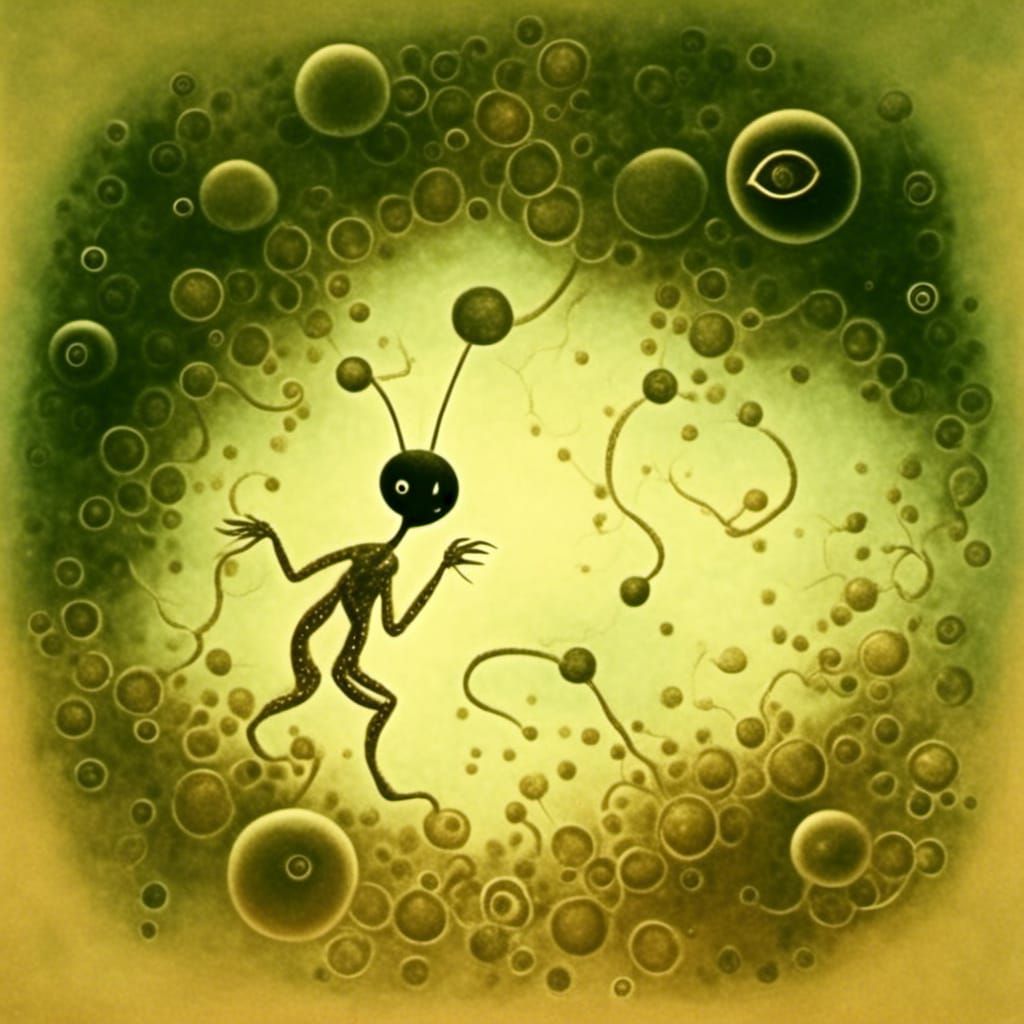 Alien Rides Electron Around Atomic Nucleus