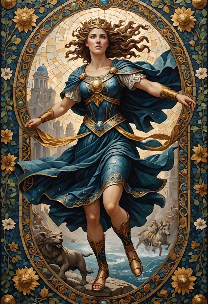 Atalanta's Victory: A Polychromatic Mosaic of Greek Legend