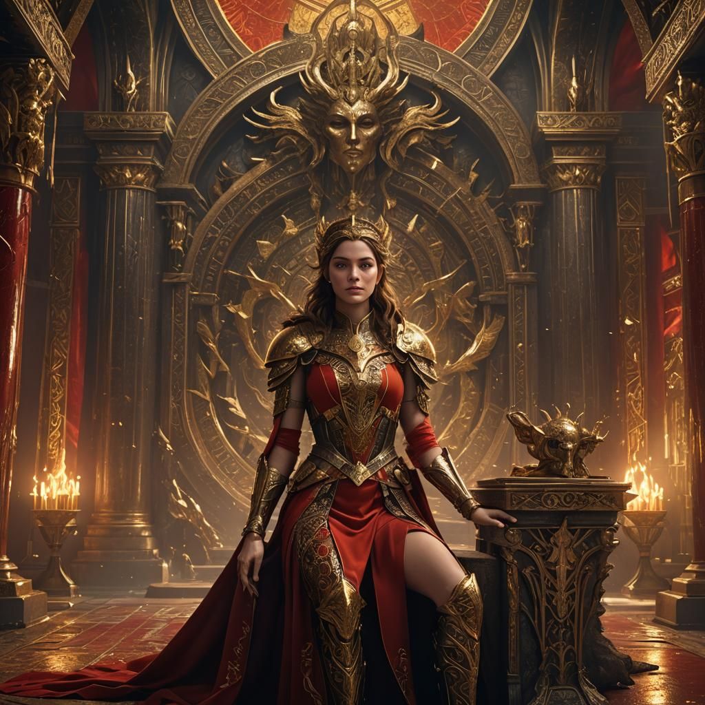 Rebecca in Artemis Throne Room: Detailed Matte Painting