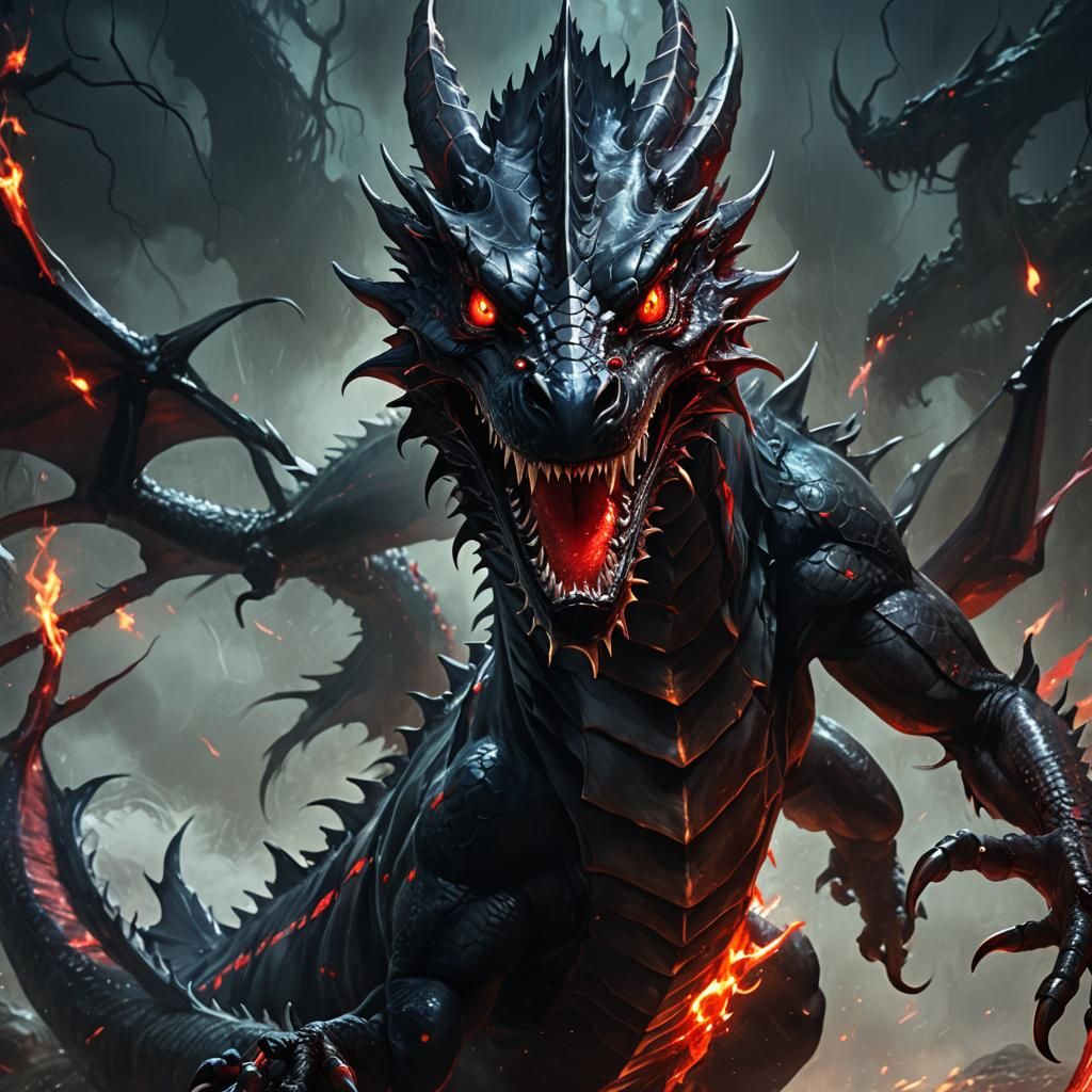 Sleek Black Water Dragon Concept Art