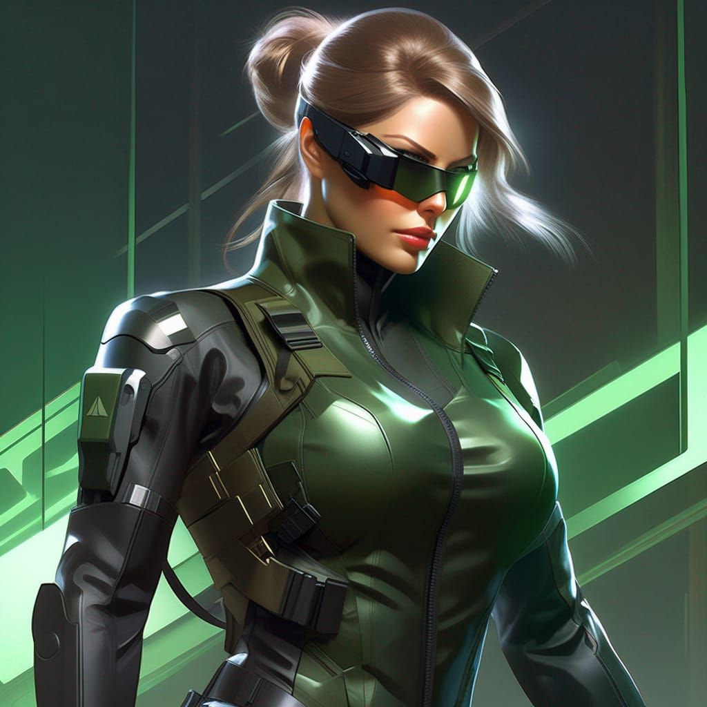 Female Spy in Tactical Suit, Dynamic Lighting Concept Art