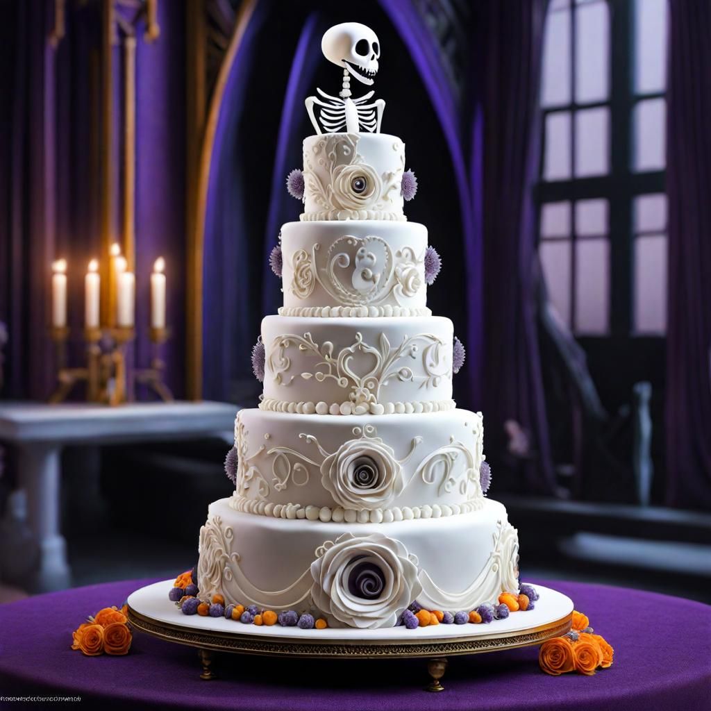 Nightmare Before Christmas Wedding Cake, Detailed Splash Art