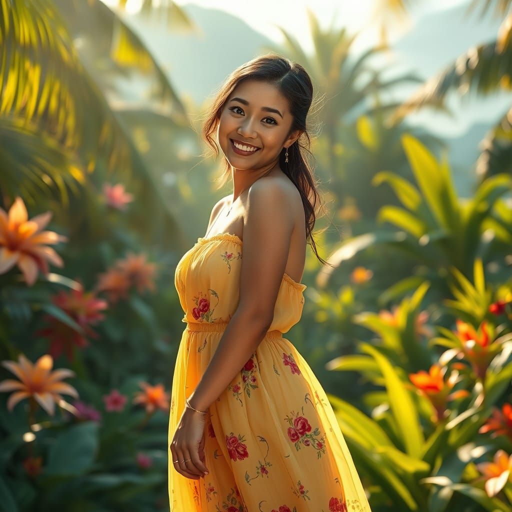 Mary Rose in Tropical Paradise: Anime-Style Portrait