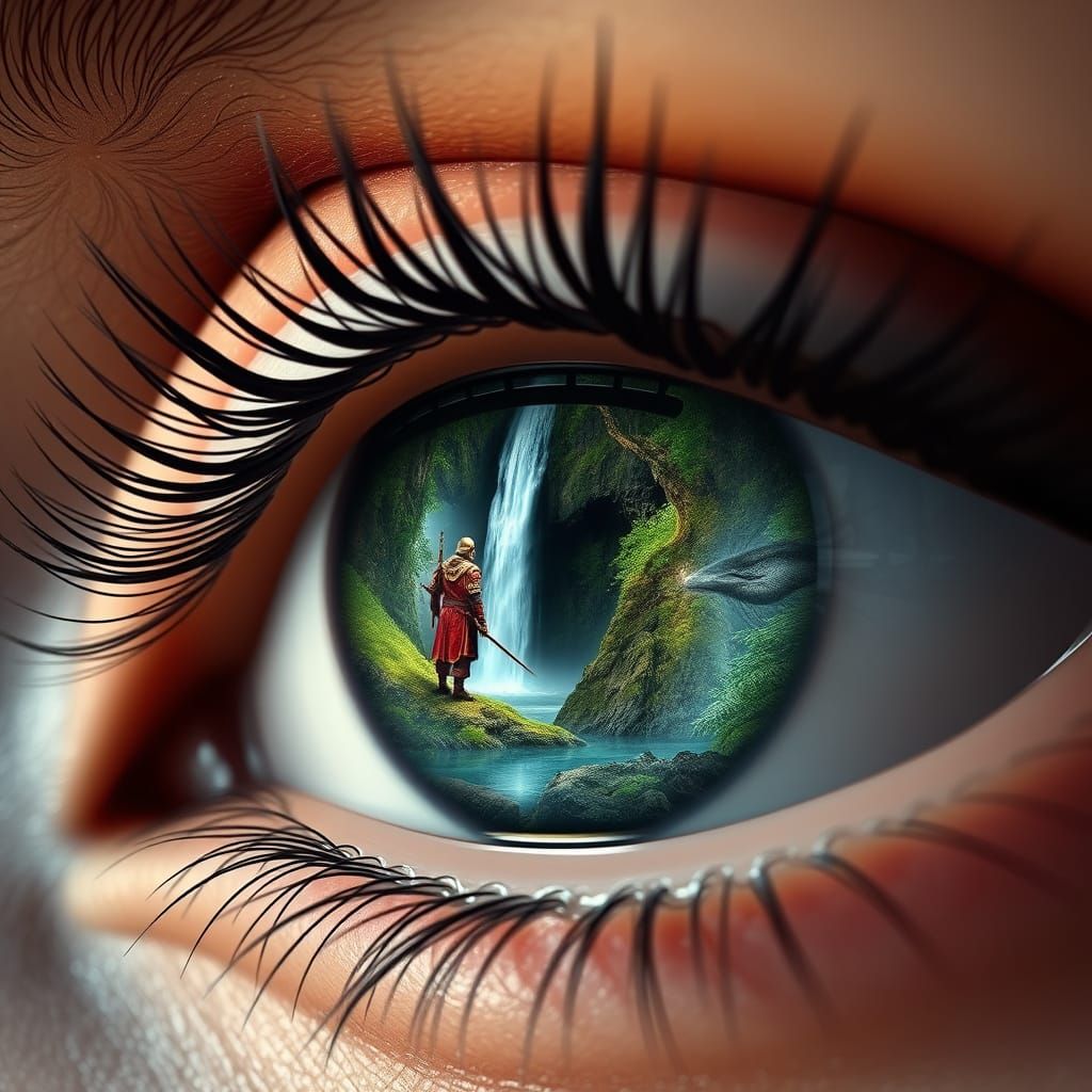 A close-up photo of a human eye with intricate details of it...