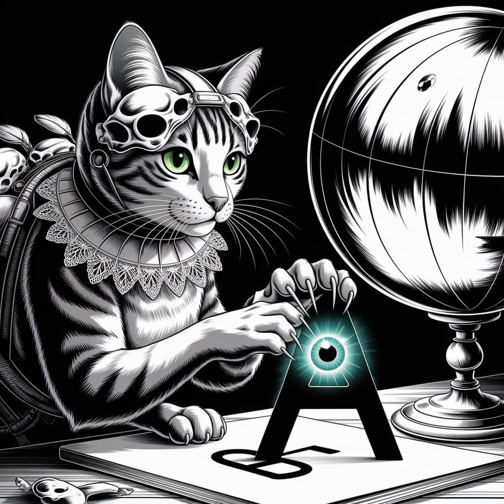 Mysterious Cat in Monochrome Rescue Gear