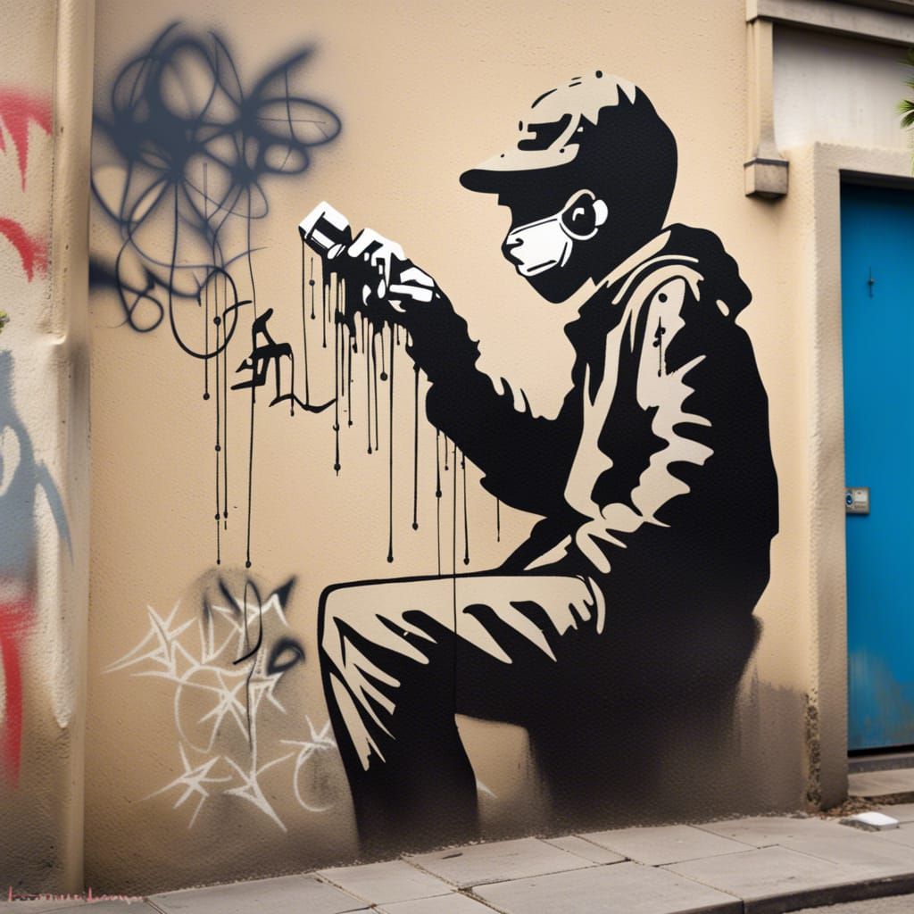 Banksy Style Stencil Graffiti Art: Irony