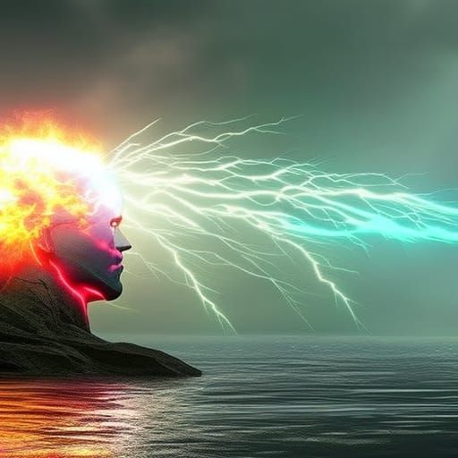 Hyperrealistic Brain Storm with Lightning