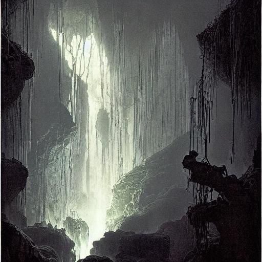 Lush Underground Jungle Ecosystem in Vast Cave