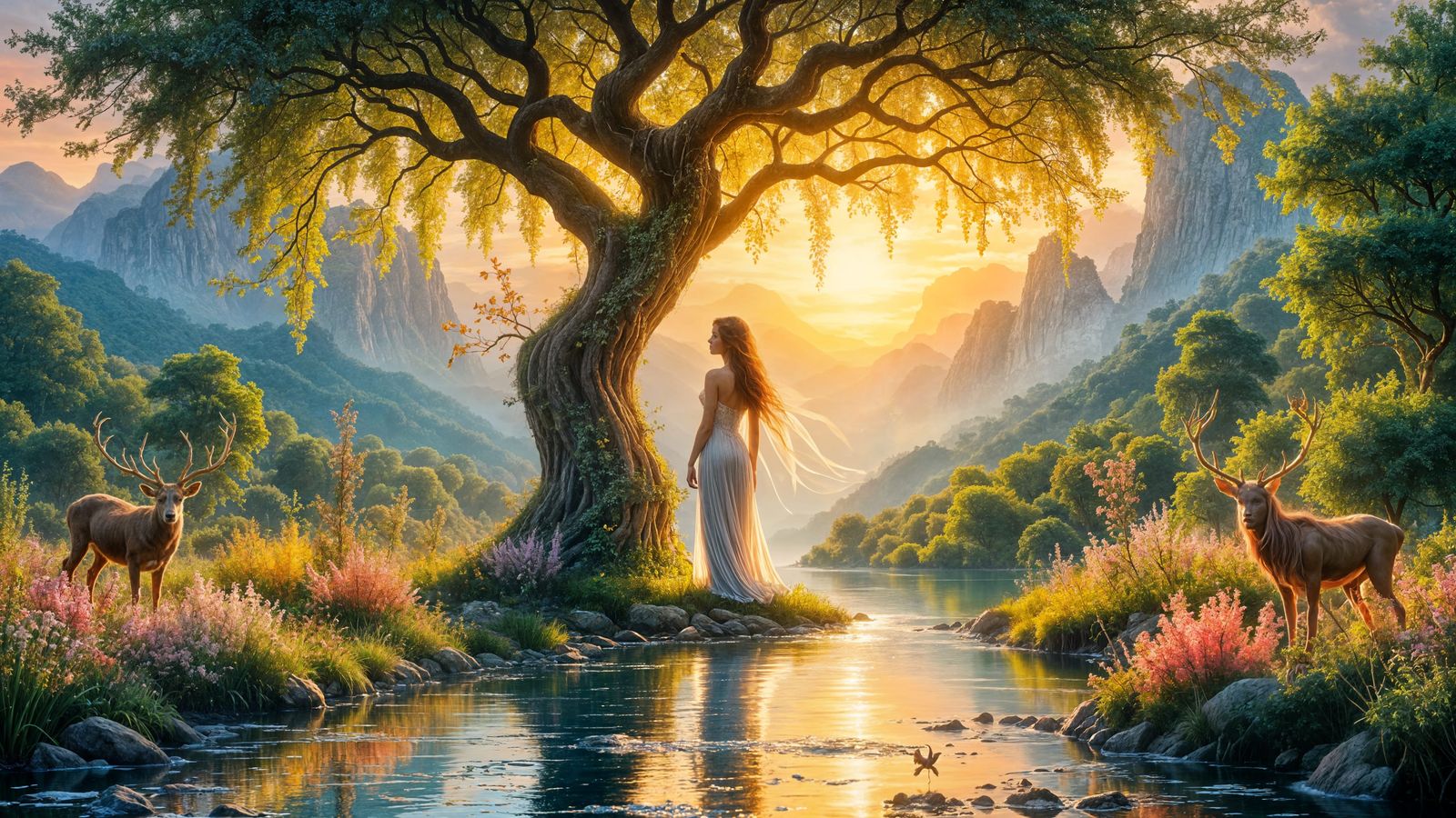 Eve in Paradise: A Fantasy Painting