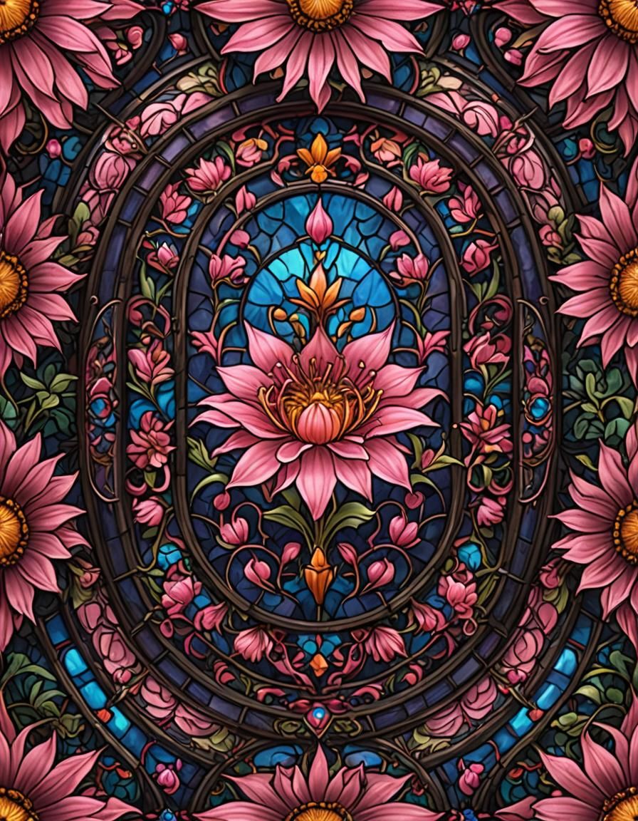 Vibrant Stained Glass Crown Imperial Flower Art