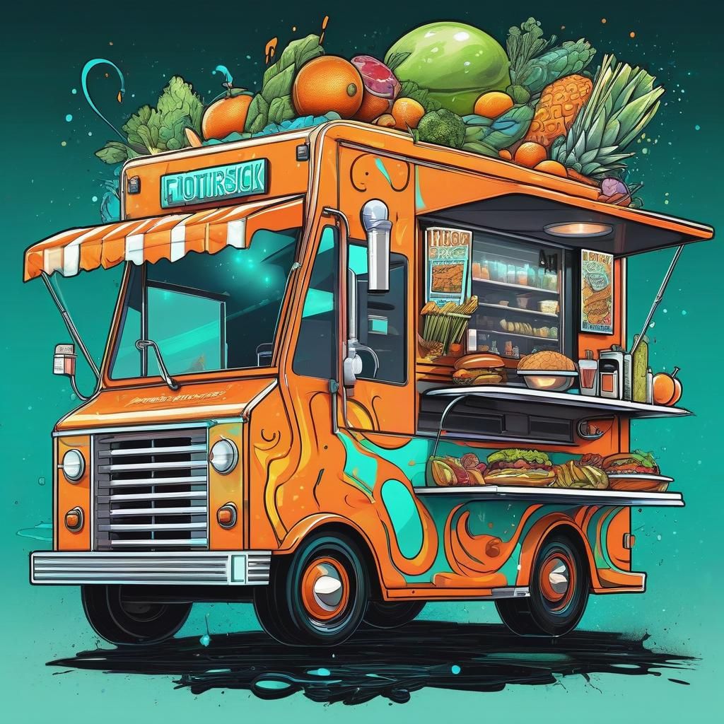 Futuristic Food Truck: Detailed Illustration in Fantasy Spla...