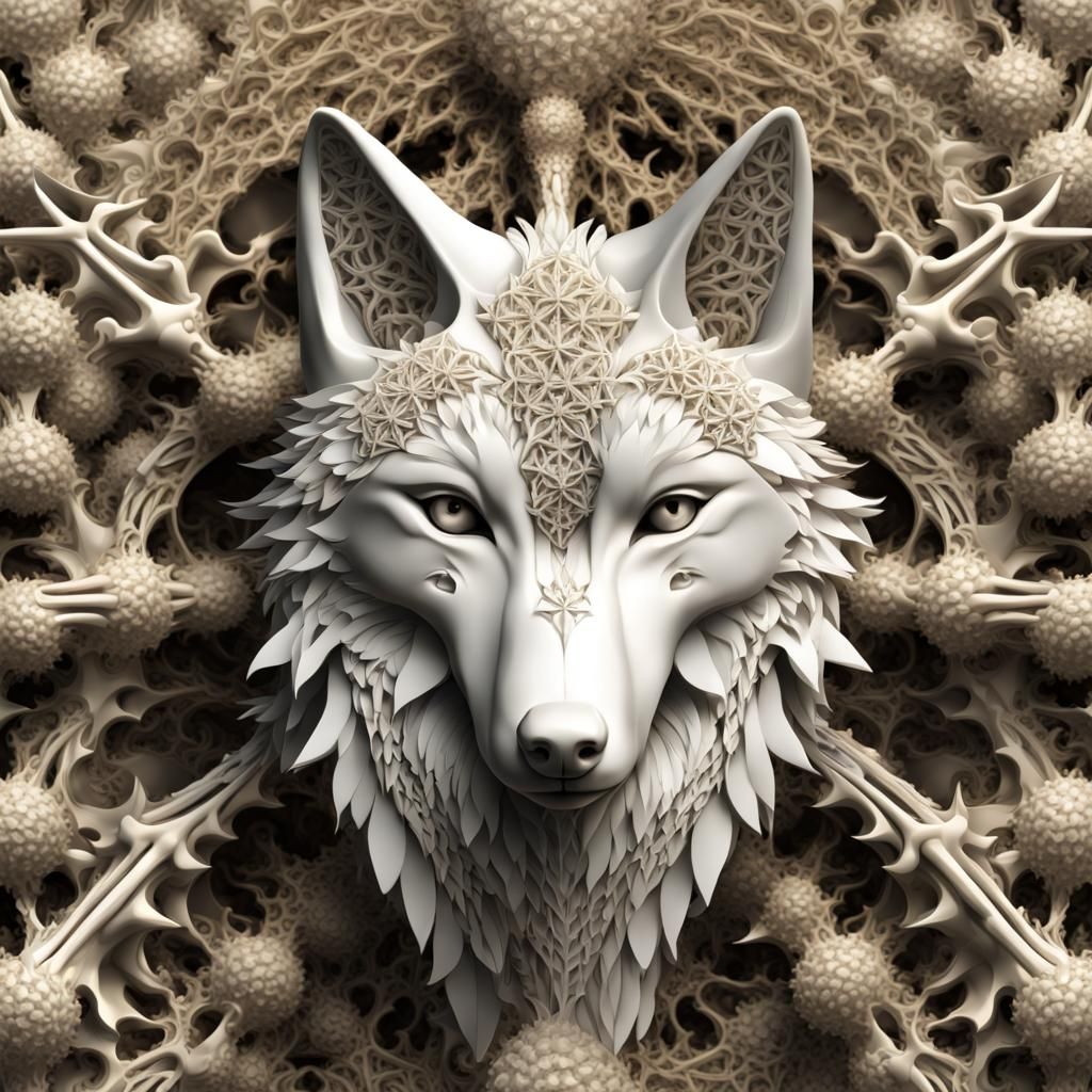 Fractal Wolf Fairy with Sacred Geometry in 3D