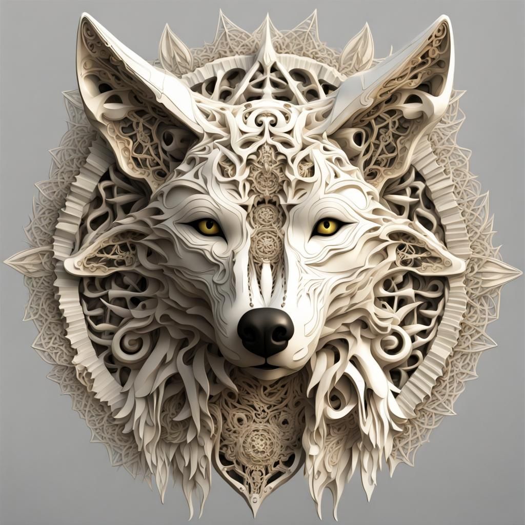 Fractal Wolf Fairy with Sacred Geometry in 3D