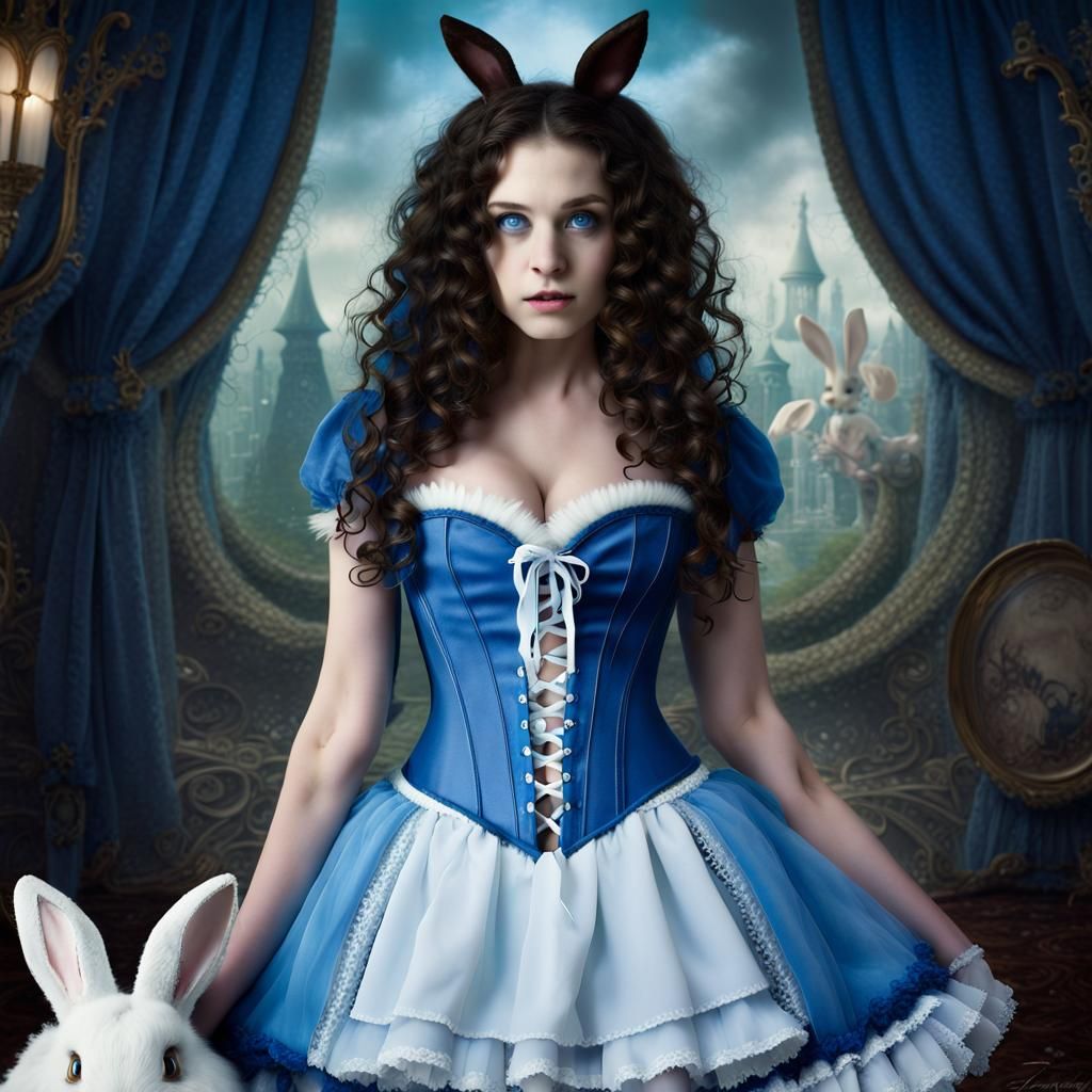 Alice in Wonderland with Haunted Look, Digital Painting