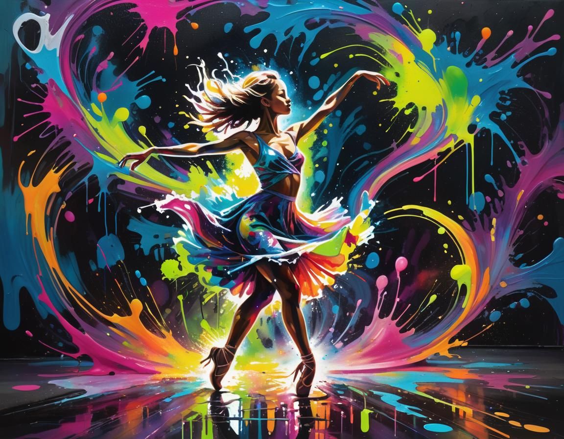 Bioluminescent Neon Ink Splatter Hip Hop Dance