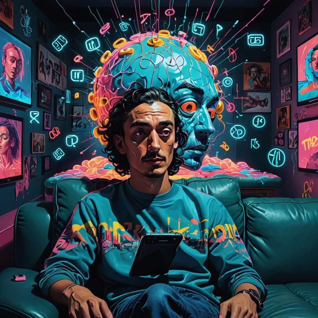 Boy's Surreal Digital Glitch Art Addiction