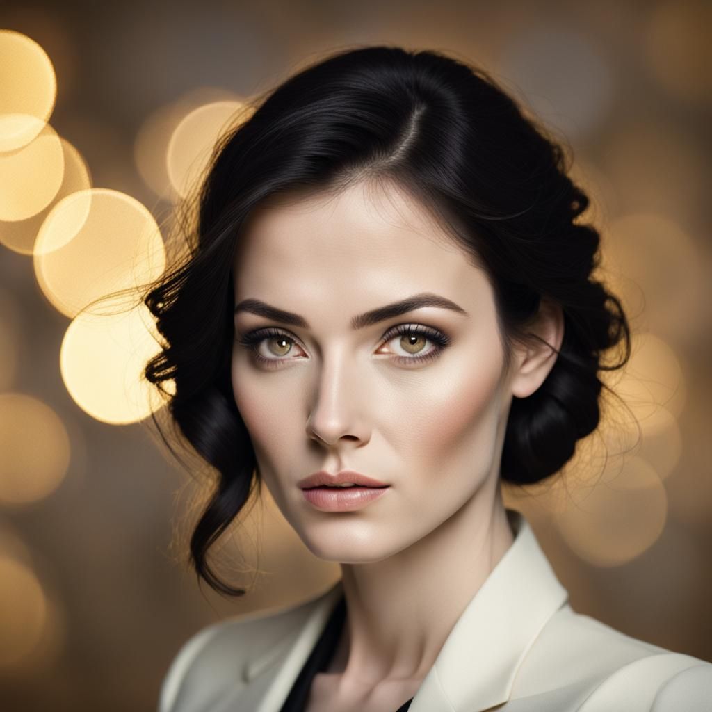 Elegant Portrait of a Young Woman in Golden Light