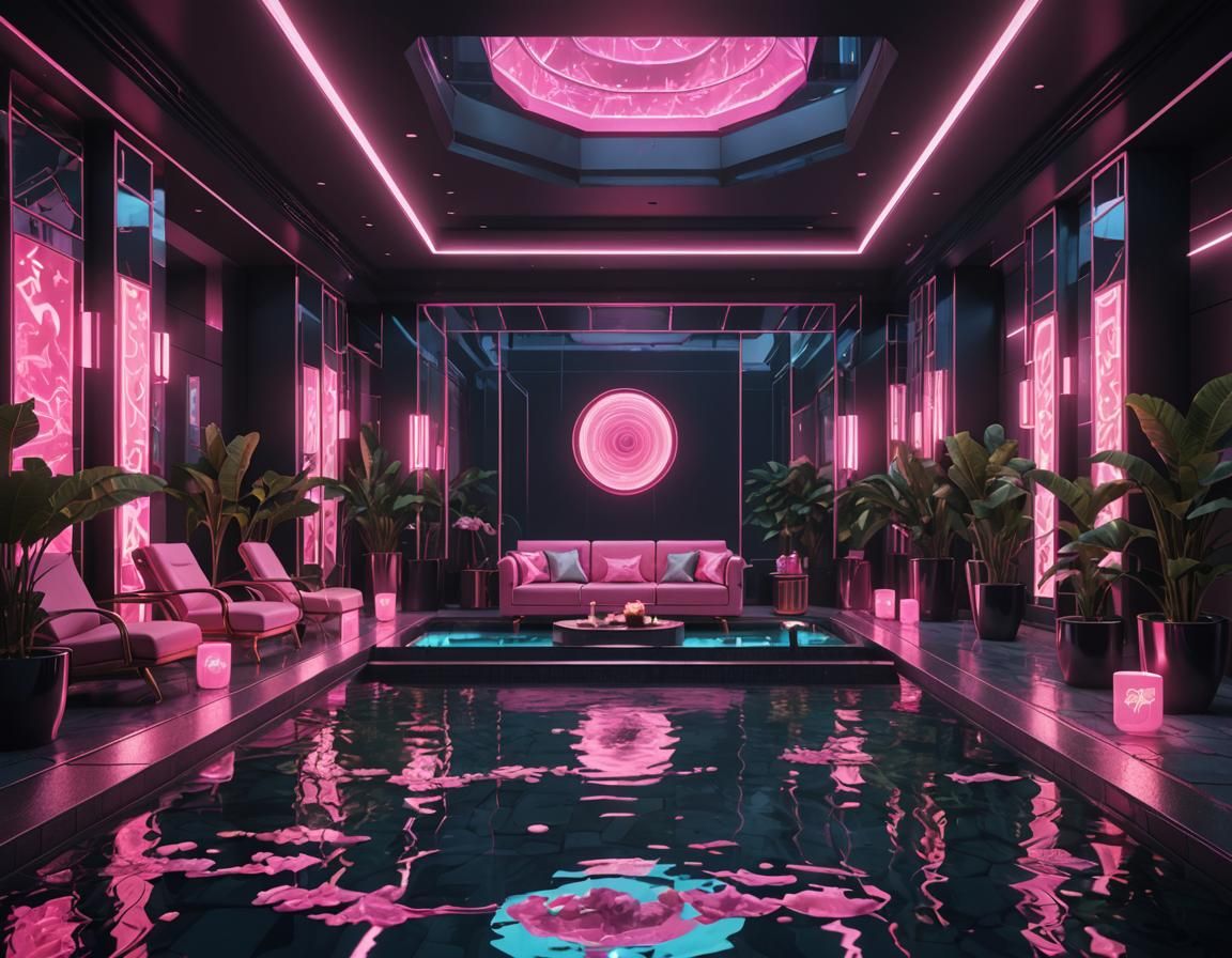 Hyperpop Vaporwave Spa Lounge in Unreal Engine 5