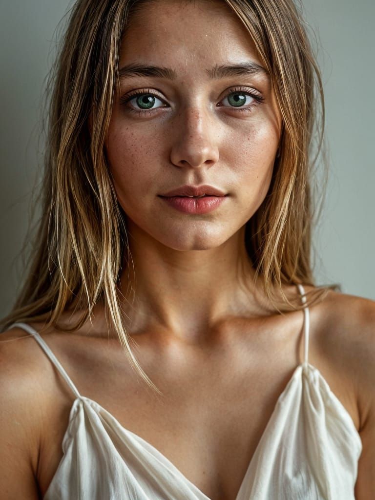 Elegant Young Woman in Soft Summer Dress