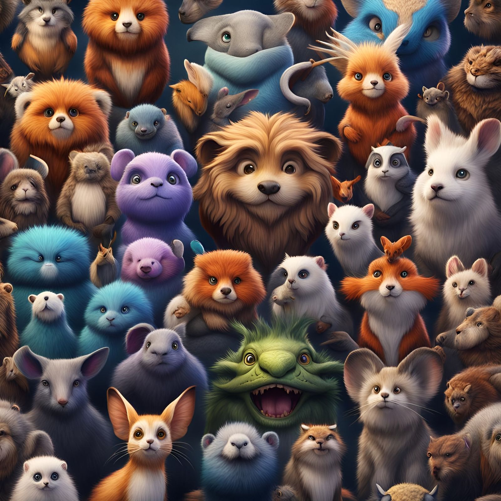 Cute Animals Unite: Detailed Fantasy Concept Art