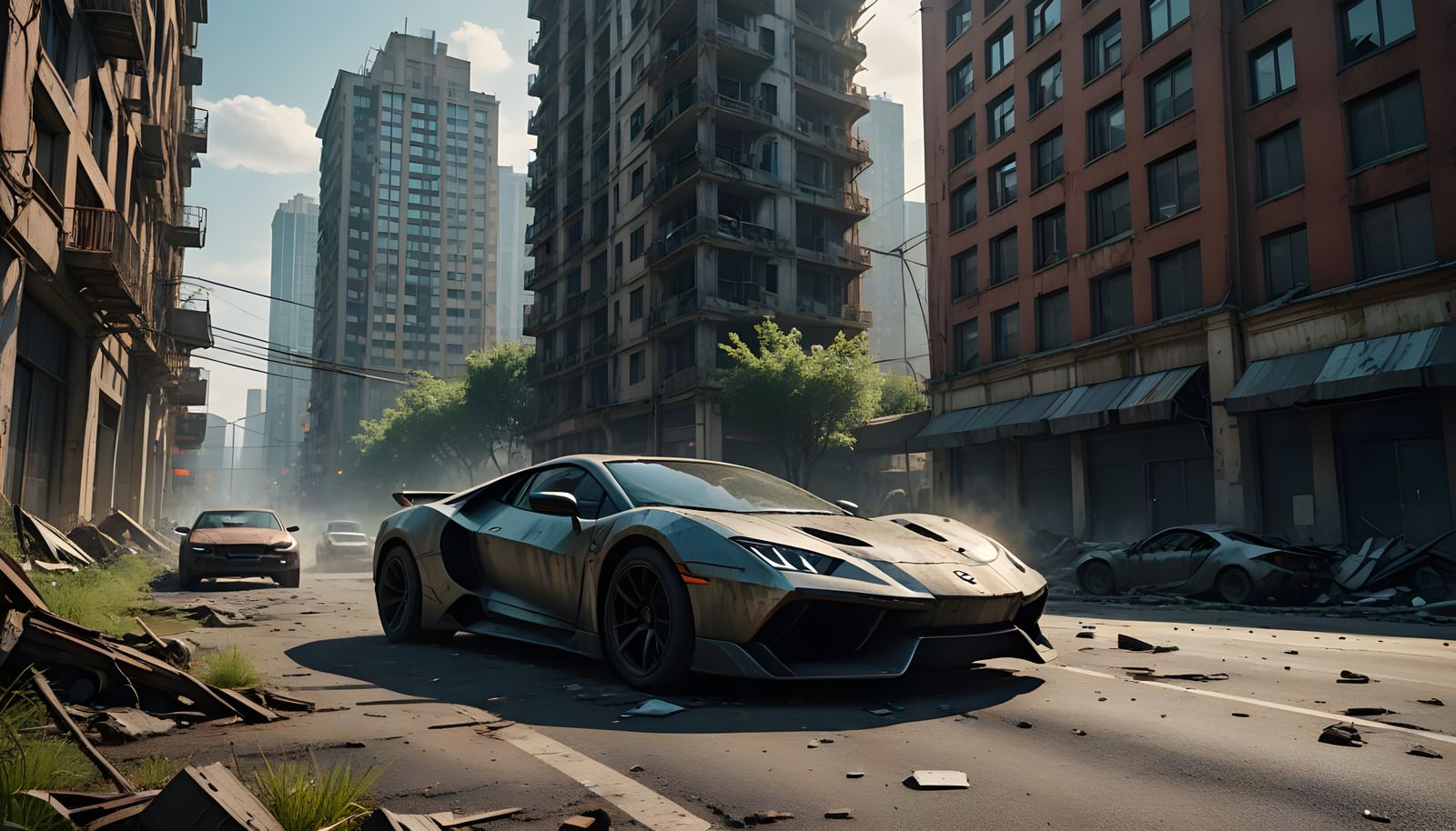 Futuristic Post-Apocalyptic Cityscape in Hyper-Realistic Con...