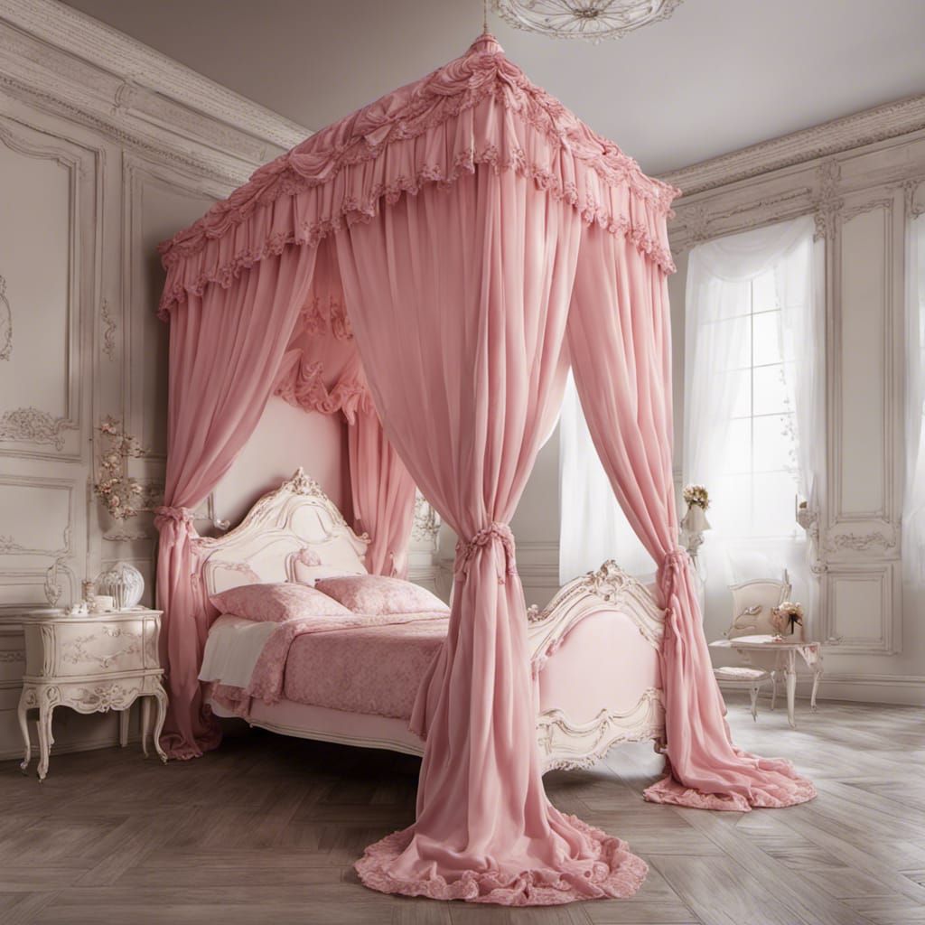Rococo Canopy Bed in Pink: A Princess Dream