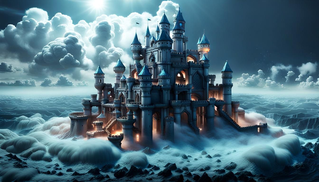 Petrol Castle in the Clouds: A Sci-Fi Dreamscape
